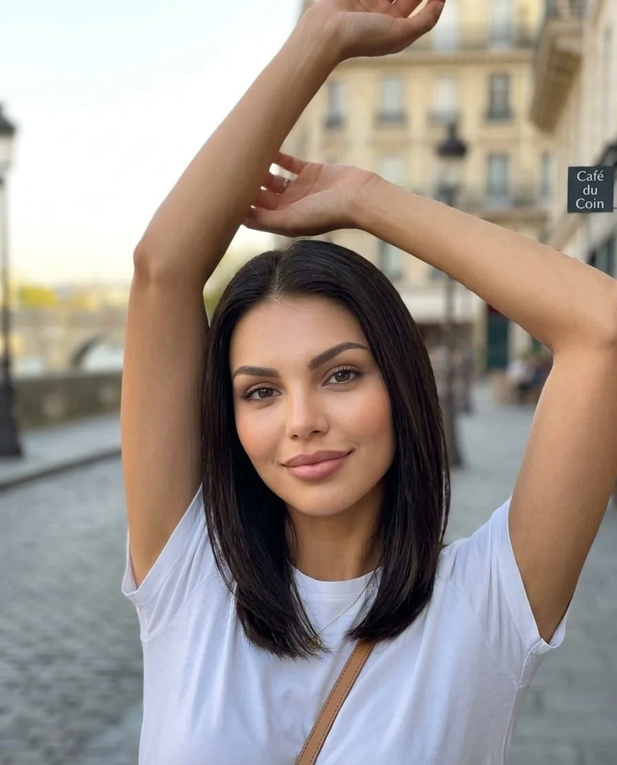 باروكة شعر طبيعي اسود ناعم قصير كثافة طبيعية طول 12 انش