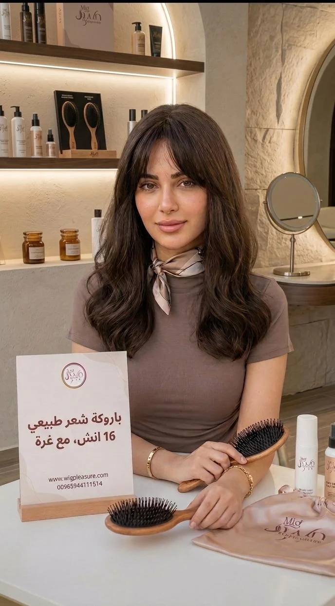 باروكة شعر طبيعي مفرود، وناعم  ب غره  طول 14 انش كثافة عالية