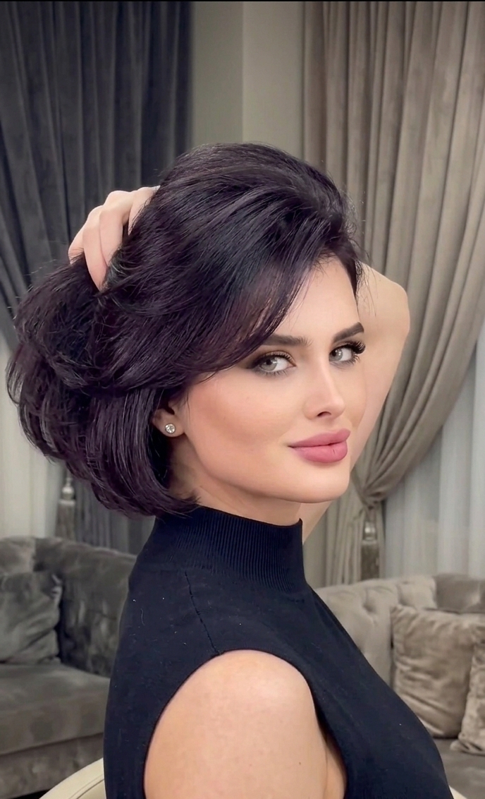 باروكة شعر طبيعي بقصة البوب اسود عميق الطول 12 انش كثافة عالية