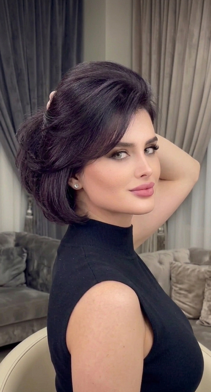 باروكة شعر طبيعي بقصة البوب اسود عميق الطول 12 انش كثافة عالية